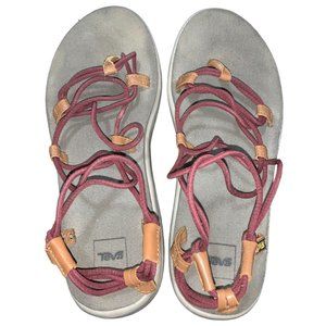 TEVA Voya Infinity Burgundy Sandals Women's Size 8 Open Toe Crisscross Strappy